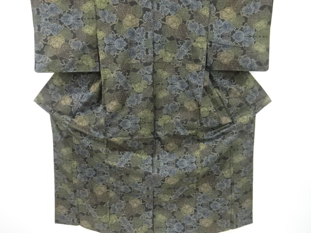 蔦に花模様織り出し本場泥大島紬着物(5マルキ)